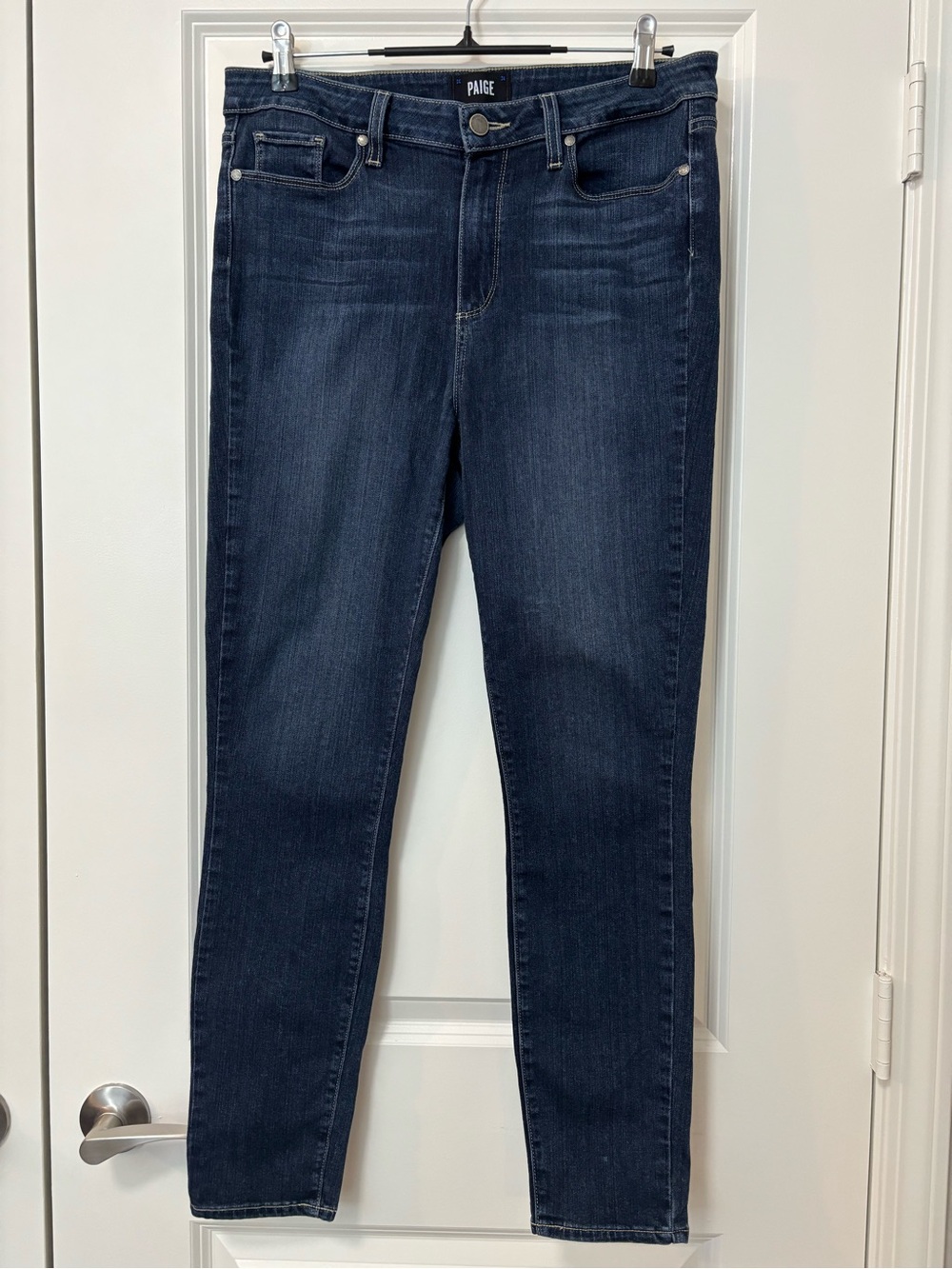 PAIGE "Hoxton Ankle" Skinny Dark Wash Jeans, Size 32